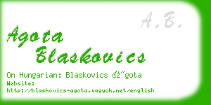 agota blaskovics business card